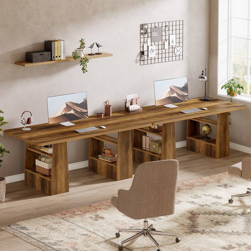 63” Executive Desk with Storage Shelf, Large Computer Writing Table for Office