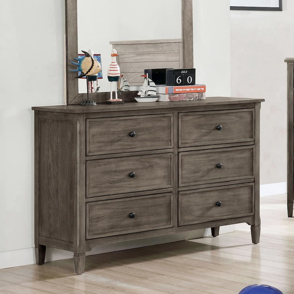 Lanister Transitional Warm Grey 48-inch Wide 6-Drawer Solid Wood Dresser by Furniture of America