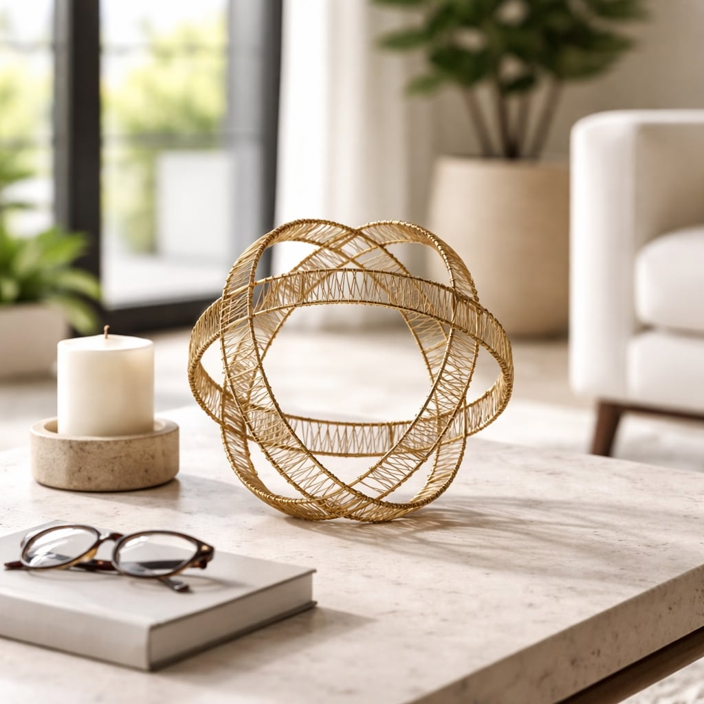 Gold 8" Woven Metal Decorative Orb