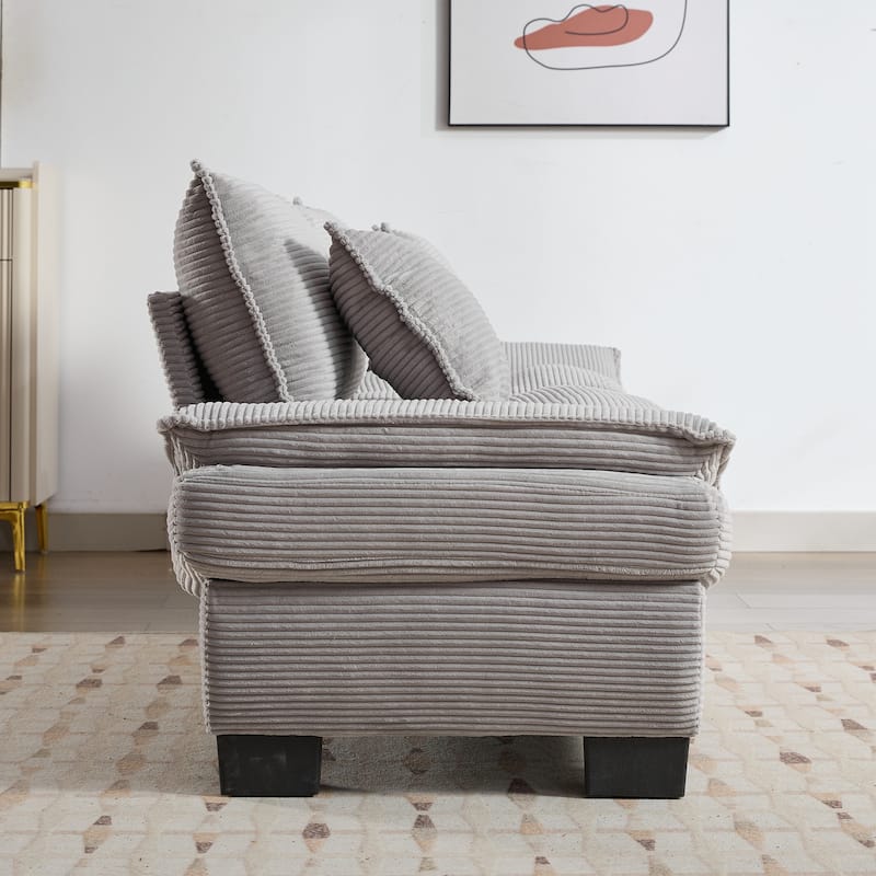 Corduroy Upholstered Loveseat Sofa, 2 Seater Sofa with Pillows, Deep Seat Sectional Sofa with Removable Cushions