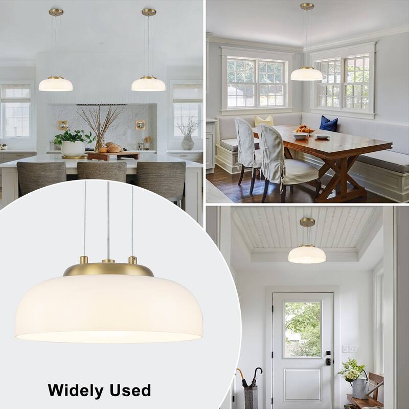 Single Light LED Pendant with Milky White Glass Shade Dimmable Modern