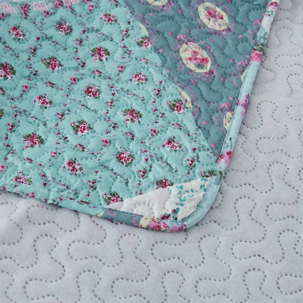 3 Piece Paisley Printed Bedspread Coverlets Queen Plaid Patchwork Bed