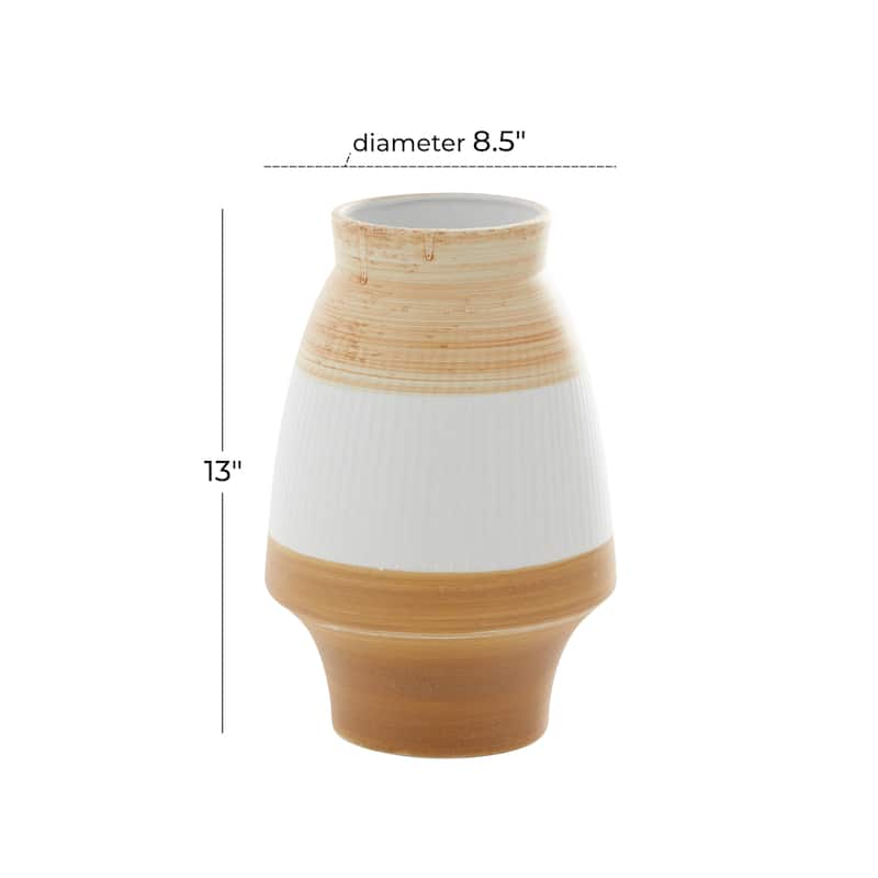 Brown Ceramic Handmade Decorative Vase with Terracotta Accents