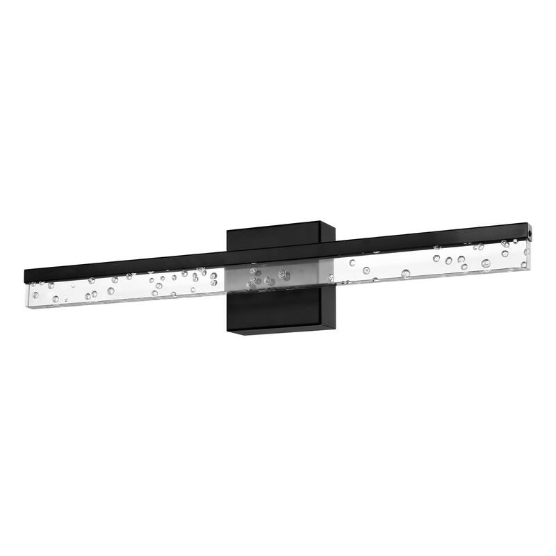 Baxter 22" 1-Light Modern Contemporary 360-Degree Rotatable Iron/Seeded Acrylic Integrated LED Vanity Light, by JONATHAN Y