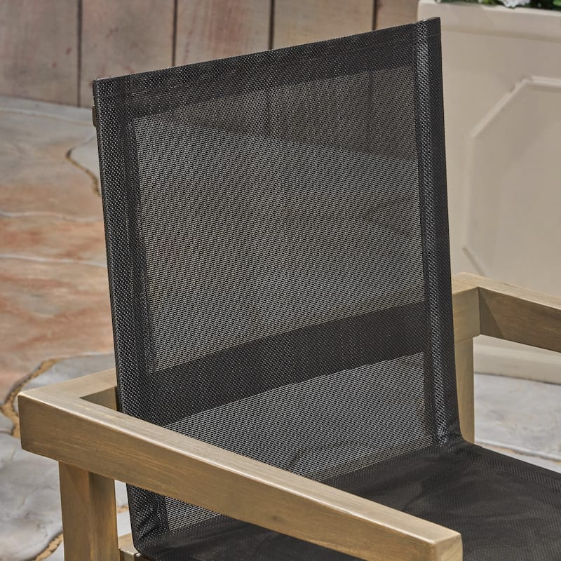 Arletta Outdoor Acacia Wood 6 Seater Patio Dining Set with Mesh Seats by Christopher Knight Home