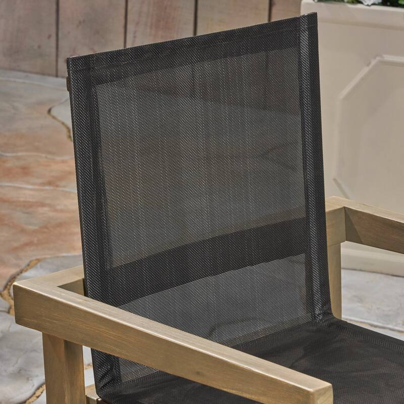 Shanter Outdoor Acacia Wood 7 Piece Dining Set with Mesh Seats by Christopher Knight Home