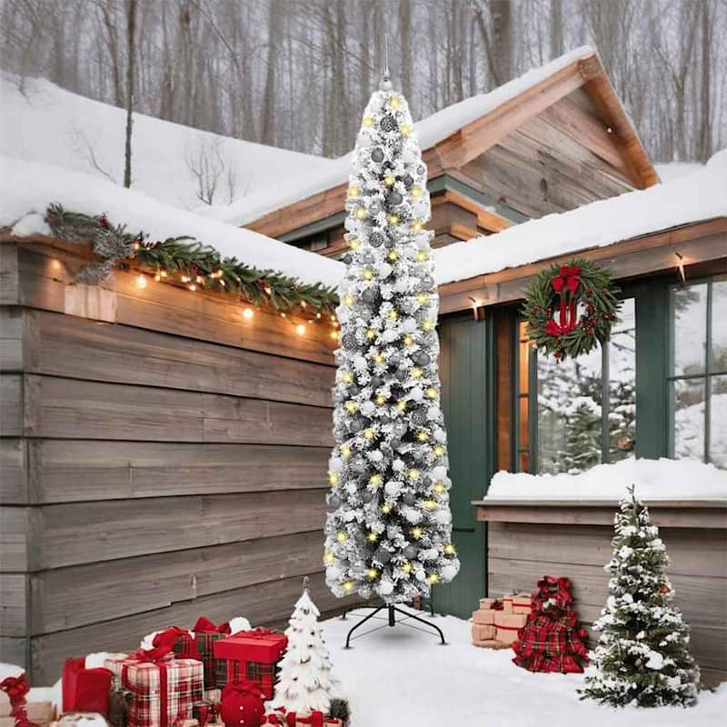 vidaXL Christmas Tree Party Decoration Artificial Slim Tree with Stand PVC - Green 59.1