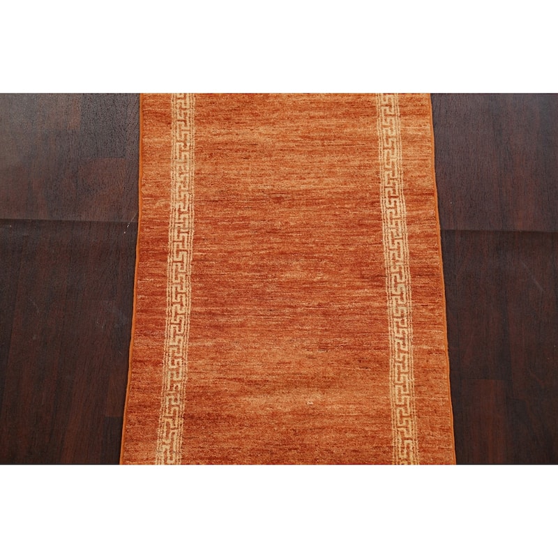 Orange Oriental Gabbeh Kashkoli Runner Rug Hand-knotted Wool Carpet - 2'7" x 9'0"