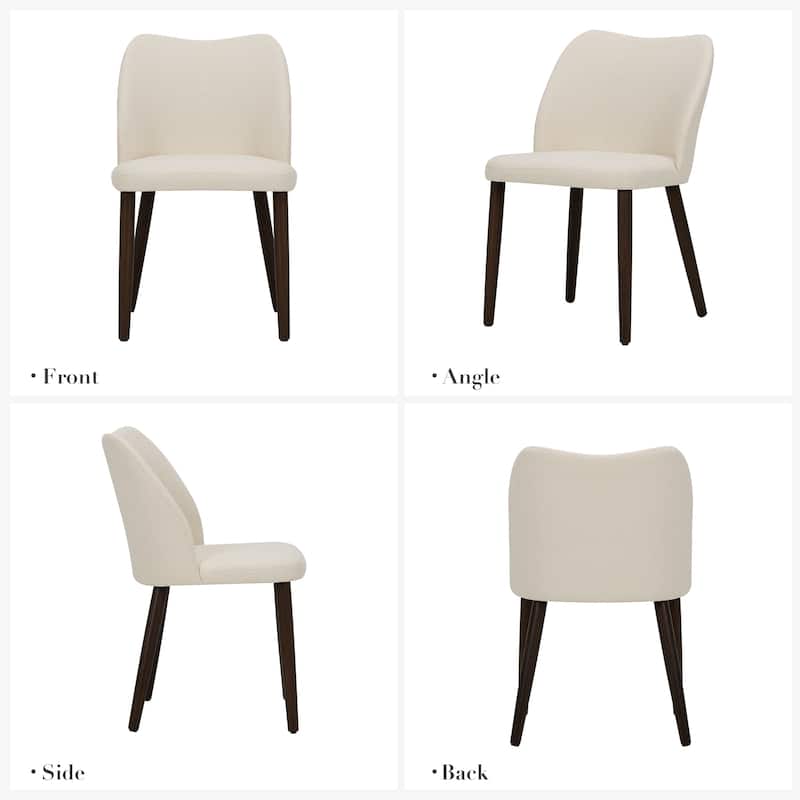 Set of 2 Wooden Dining Chairs, Beige Upholstered Fabric for Kitchen & Dining Room