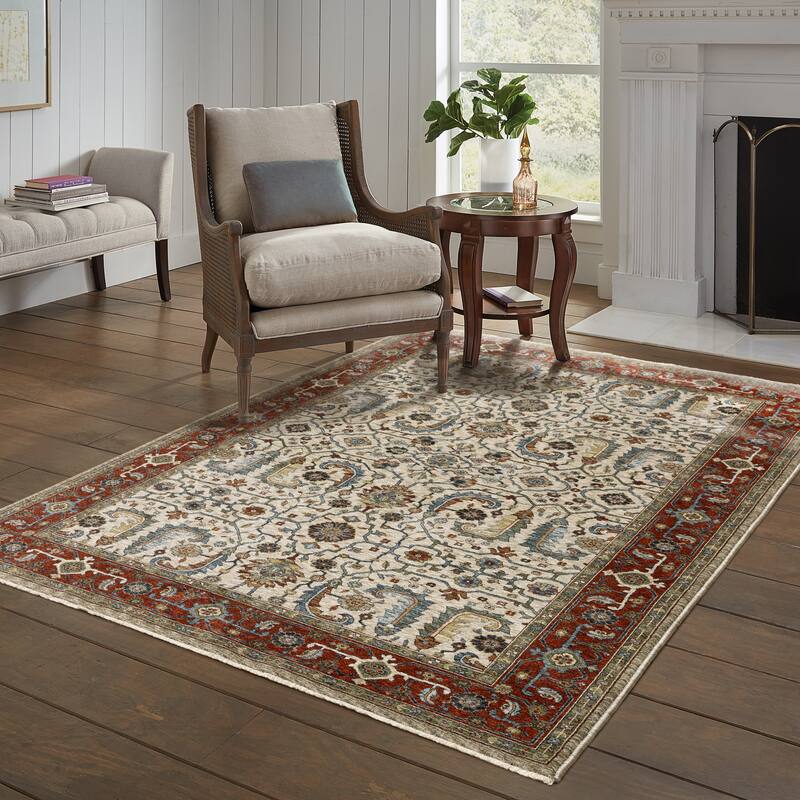 Style Haven Amelie Bordered Persian Ivory/ Red Indoor Area Rug - 7' 10" x 10' 10"
