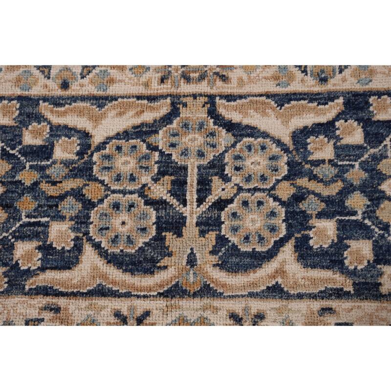 Vegetable Dye Floral Oushak Turkish Area Rug Hand-Knotted Wool Carpet - 9'3" x 12'5"