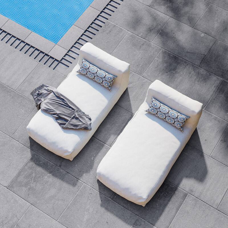 1-Piece Outdoor Bean Bag Chaise Lounge with Pillow - N/A