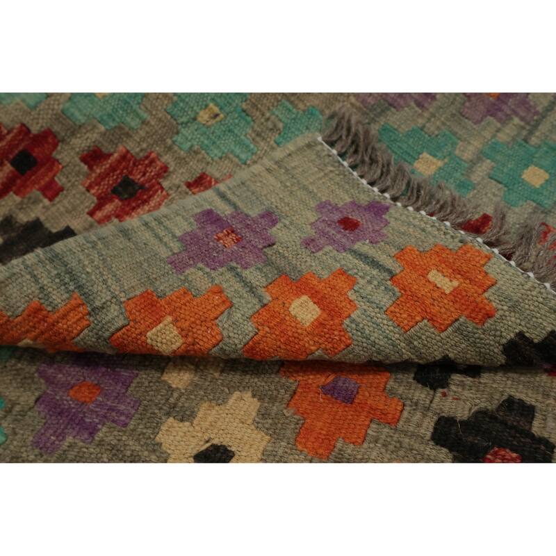 Hand Woven Oriental 100% Wool Carpet Southwestern All-Over Multi-Colored Kilim Area Rug - 5' 0'' X 3' 4''