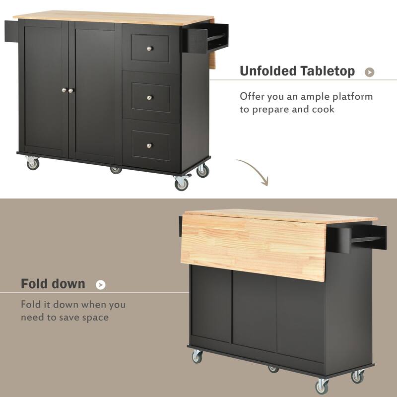 Multifunctional Kitchen Cart with Spice Rack and Adjustable Shelves