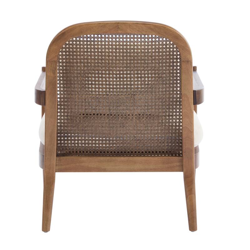 [Set of 2] 26.6" Mid-Century Modern Accent Chair with Light Brown Finish Solid Wood Frame and Rattan Backrest