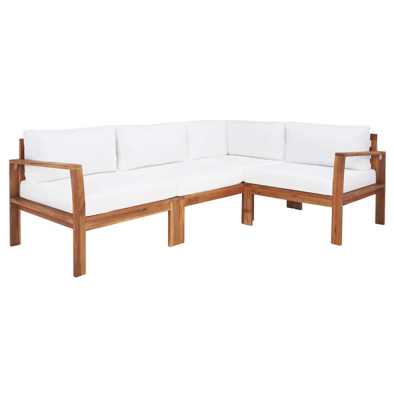 SAFAVIEH Outdoor Carmelina Outdoor Set - 28W x 26D x 30H - Natural / Beige