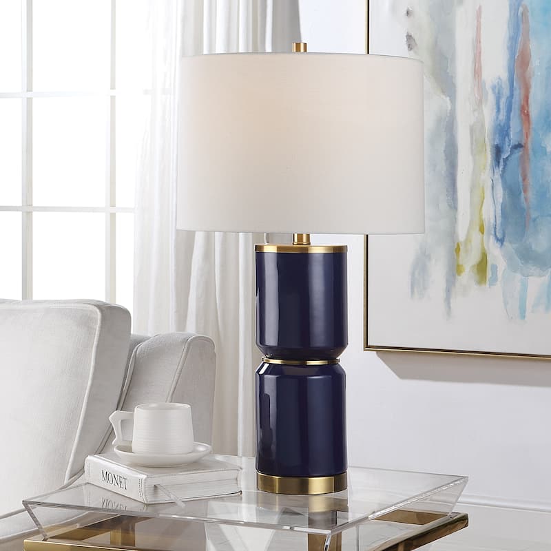 Royal Blue Ceramic Table Lamp - 15"D x 15"W x 26.25"H