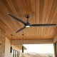 preview thumbnail 1 of 15, 80" Black Modern Large Solid Wood 6-Speed Dimmable Ceiling Fan with Light Remote