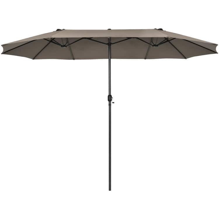 15 Feet Patio Double-Sided Umbrella with Hand-Crank System - 15.4' x 9.2' x 8.0' (LxWxH)