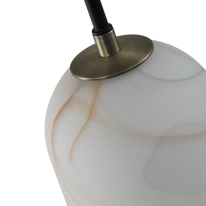Artcraft Crema - 1-Light Pendant - Black with Brushed Brass Accent - Alabaster Style Swearl Glass Shade