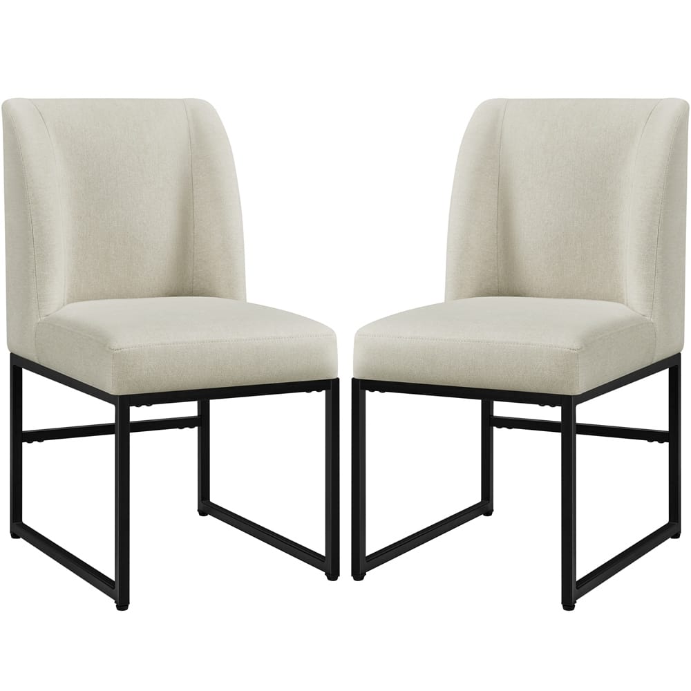 Yaheetech 2pcs Modern Upholstered Dining Chairs With Metal legs, Beige