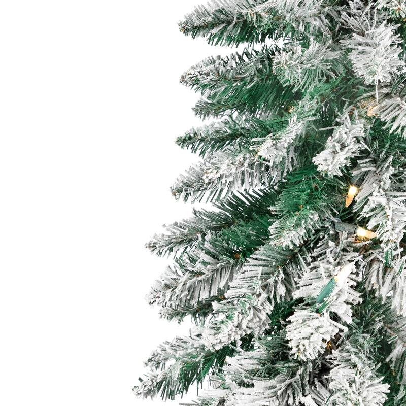 Pre-Lit Pencil Flocked Alpine Artificial Christmas Tree - 3.5' - Clear Lights - 3.5 Foot
