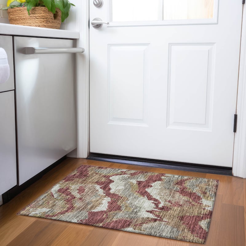 Machine Washable Indoor/ Outdoor Chantille Ombre Abstract Rug