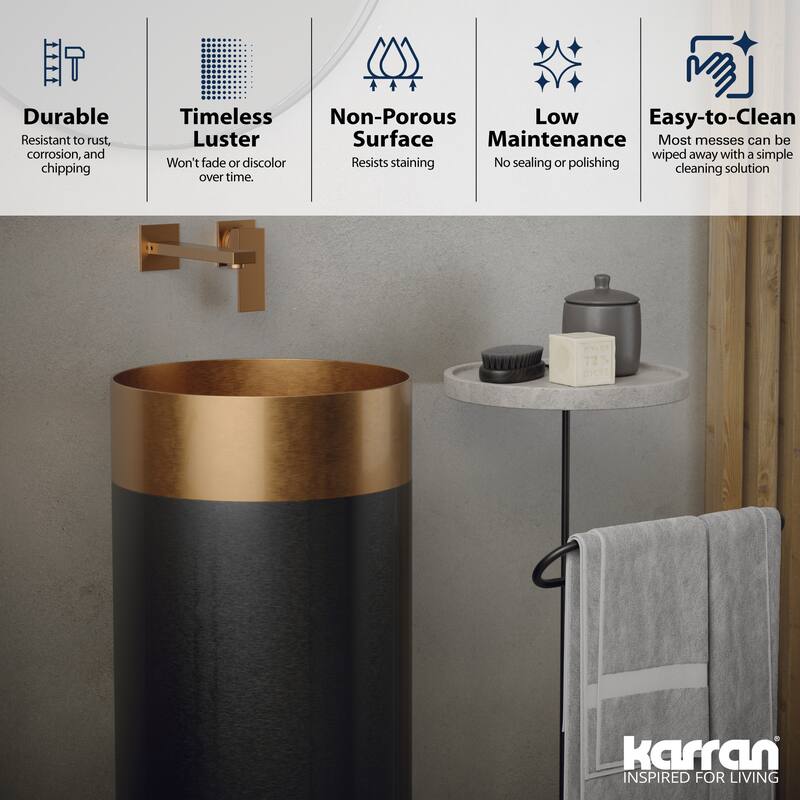 Karran USA CCP300 Cinox 15" Circular Stainless Steel Pedestal Bathroom