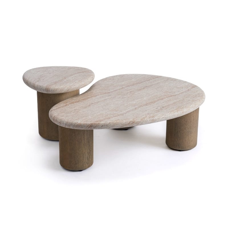 Studio London Coffee Table with Travertine Effect Concrete Top and Faux Wood Leg