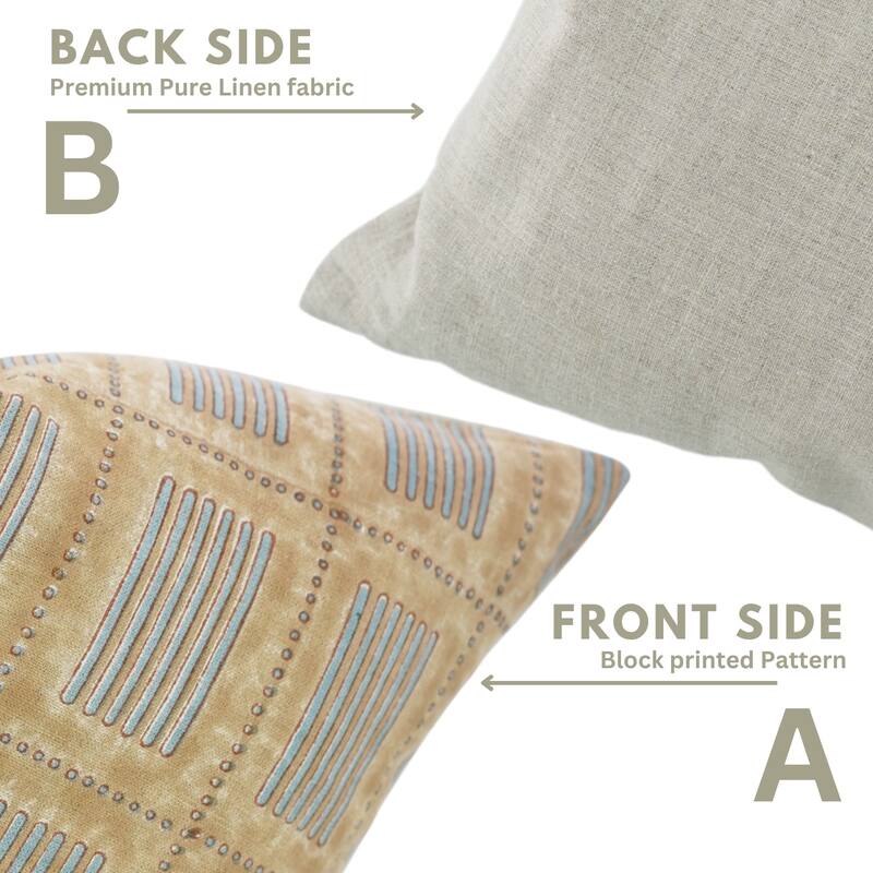 Fabdivine 14x20 Inch Stripted Pillow Cover for Dining Room Chair Sofa Bed Boho Farmhouse Décor Pure Soft Linen Brown, Yug