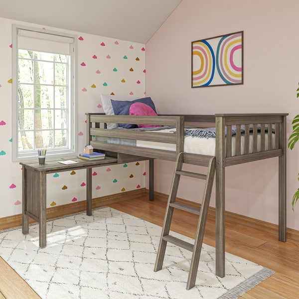 slide 2 of 22, Max and Lily Twin-Size Low Loft with Pull-Out Desk Clay