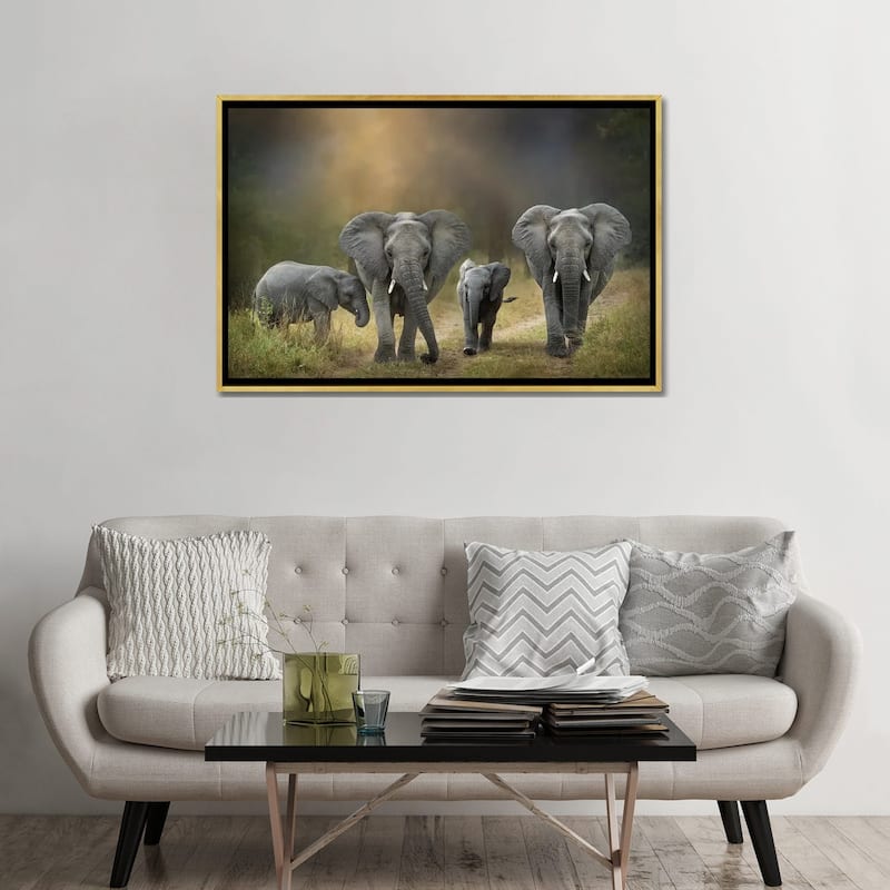 iCanvas "Elephant Family" by Patsy Weingart Framed