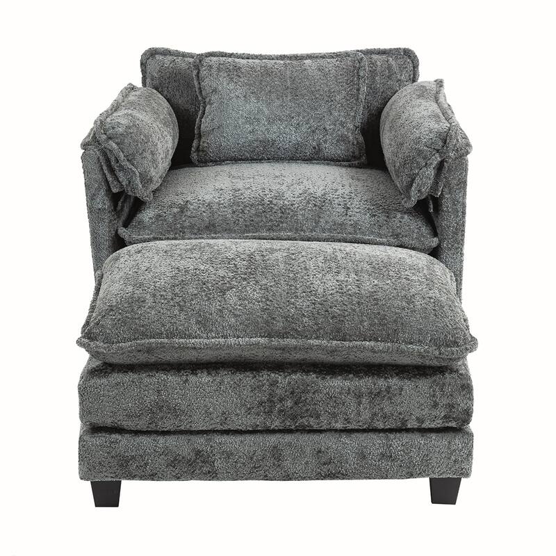 Boucle Oversized Sofa Chair With Ottoman