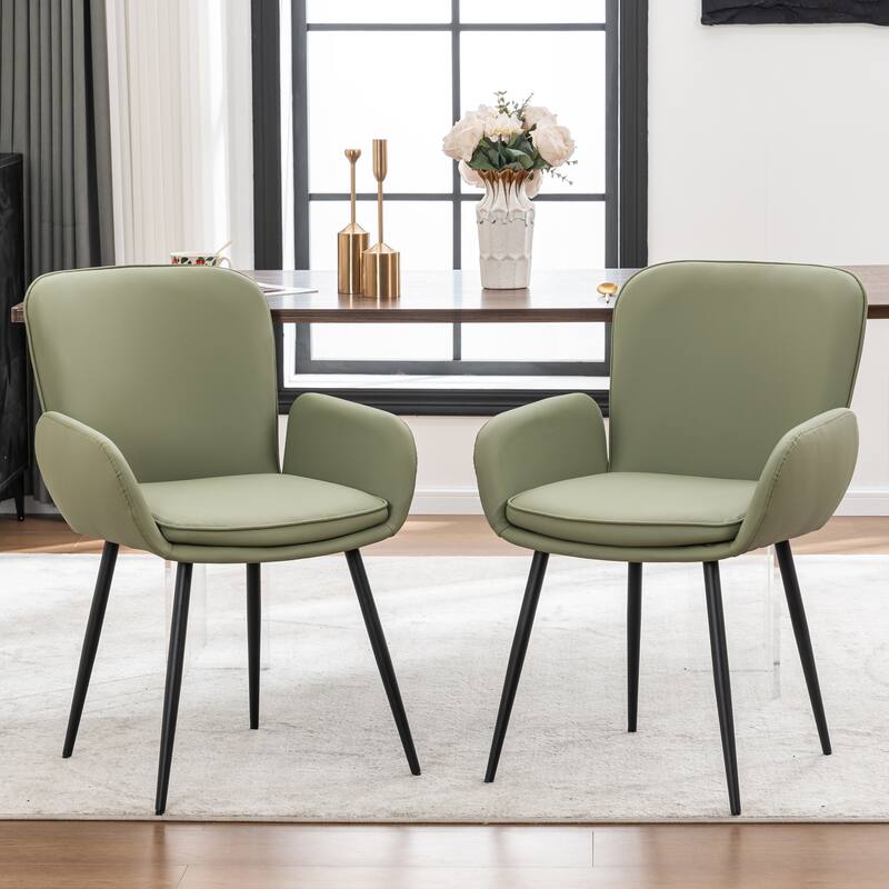 Set of 2 Cat-Scratch Resistant Dining Chairs with Gold Metal Legs
