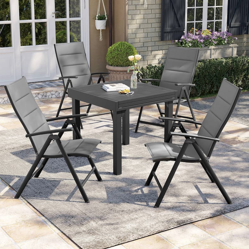 Pellebant Patio Folding Dining Chairs Aluminum Padded Adjustable