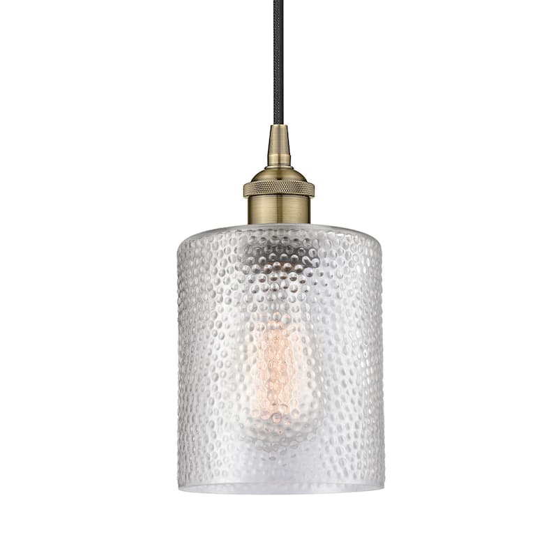 Innovations Lighting 616-1P-10-5 Cobbleskill Pendant Cobbleskill 5" - Antique Brass / Clear