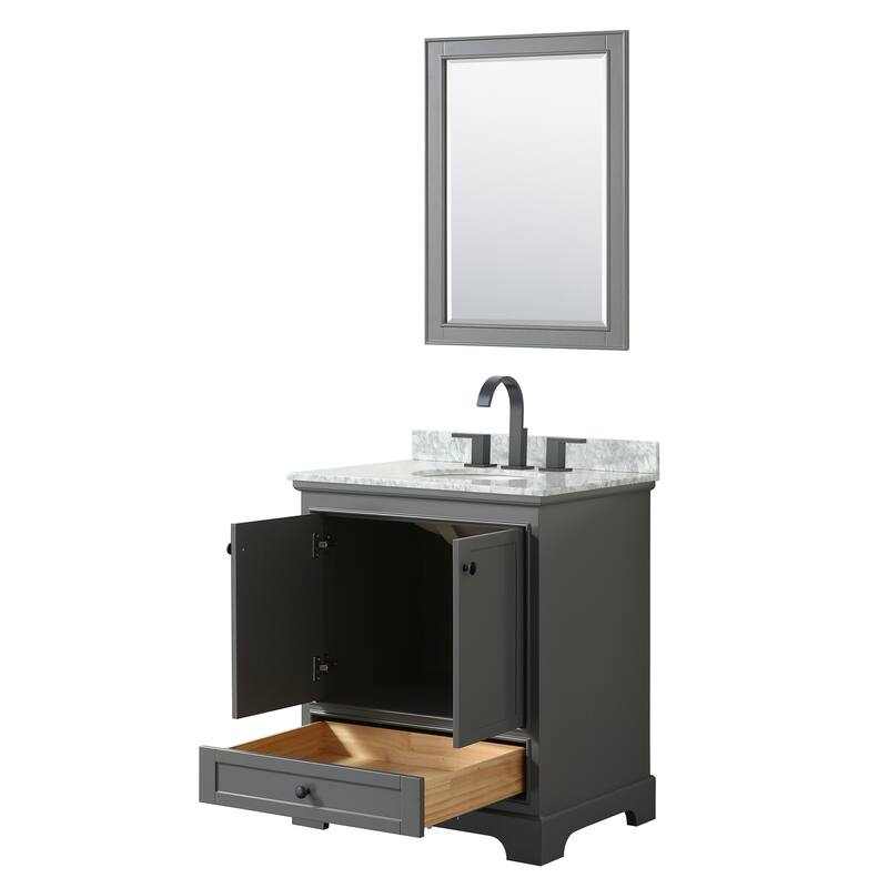 Deborah 30-inch Dark Gray Single Vanity, Oval Sink, 24-inch Mirror