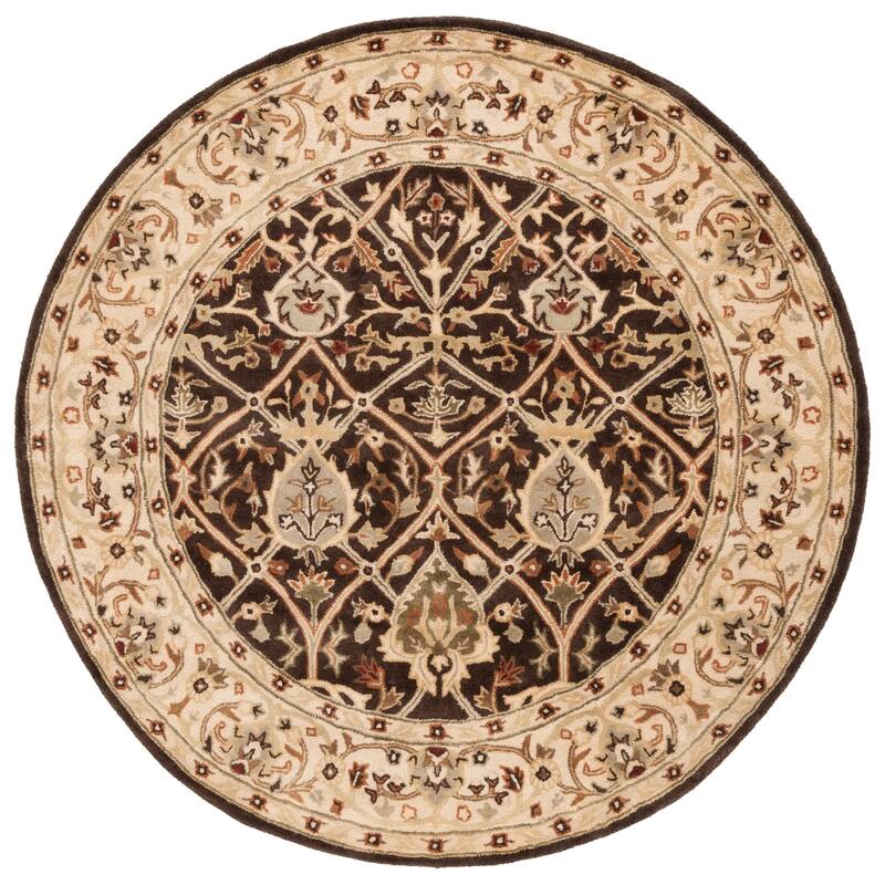 SAFAVIEH Handmade Persian Legend Pietra Traditional Oriental Wool Rug - 6' Round - Brown/Beige