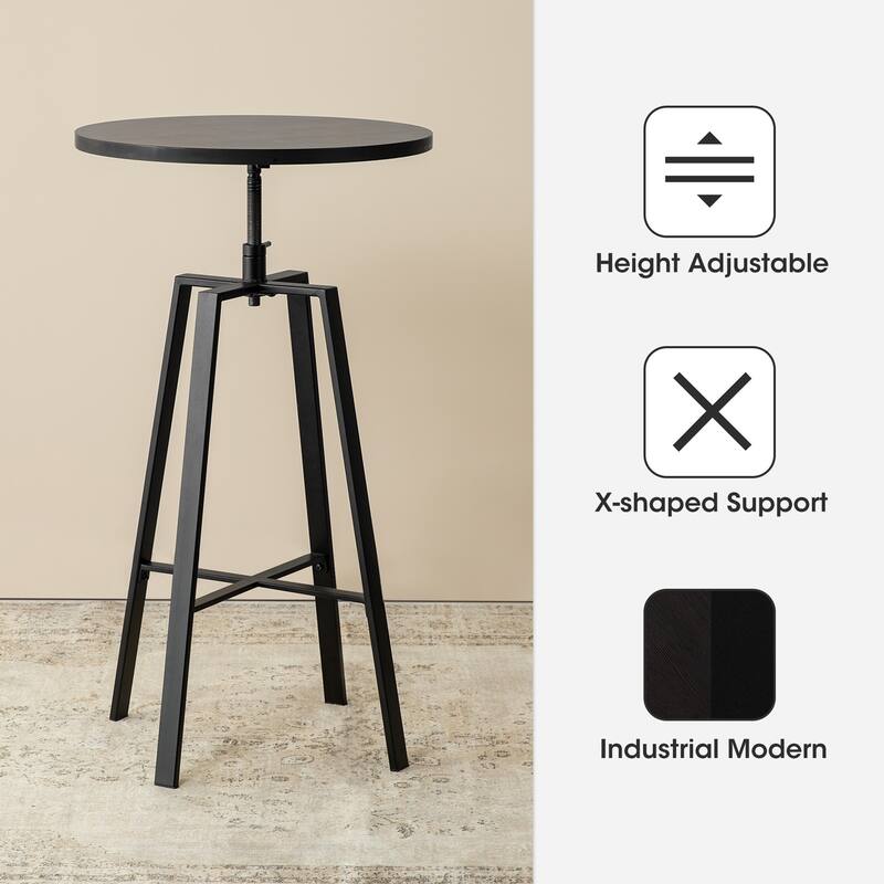 Glitzhome Modern 3-Piece Wooden Swivel Bar Stools & Height Adjustable Pub Table Set