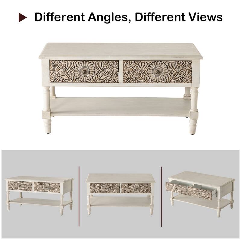 SUNBURY Vintage Solid Wood Console Table with 2-Drawers