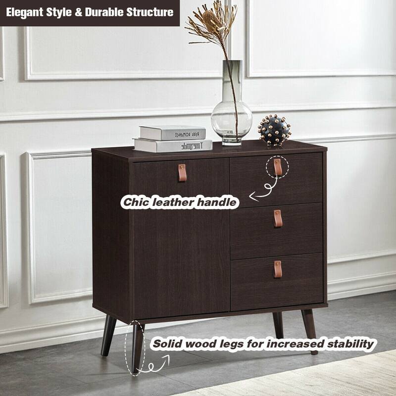 3-drawer Sideboard Storage Display Cabinet-Brown - 31.5" x 15.5" x 32" (L x W x H)