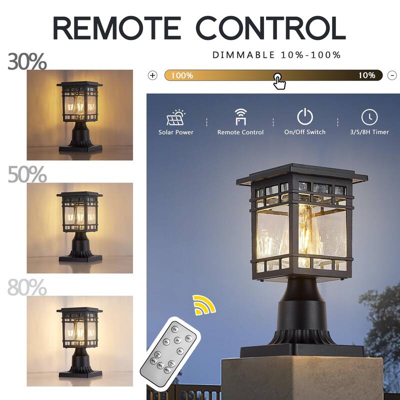 11 Inch Solar Post Light with Pier Mount Base