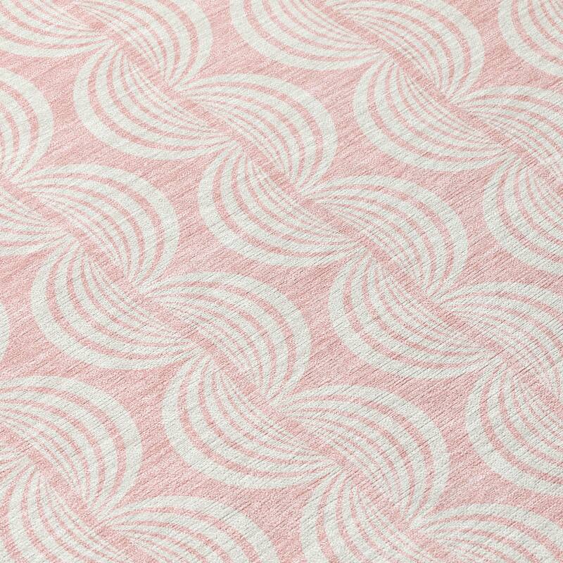 Machine Washable Indoor/ Outdoor Wavy Modern Chantille Rug
