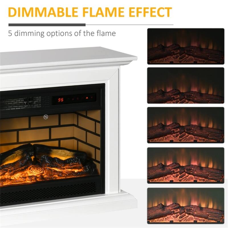 1400W White Electric Fireplace Heater with Adjustable Temperature and LED Flames Included Remote - 31" L x 10.75" W x 24.5" H
