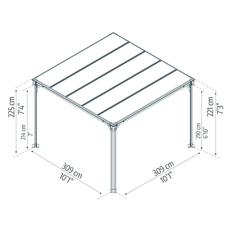 Milano 10 ft. x 10 ft. Gray/Grey Outdoor Gazebo