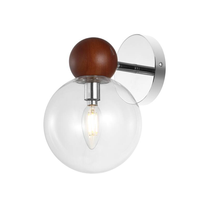 SAFAVIEH Lighting Wiltrude Wall Sconce (Set of 2) - 6 In. W x 8 In. D x 10 In. H - Dark Walnut/Nickle - 6Wx8Dx10H