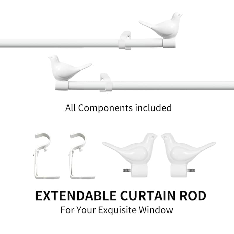 MERIVILLE 3/4" Diameter Farmhouse Single Window Curtain Rod, Bird Finials