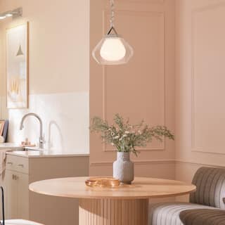 Kichler Lighting Nella 12 Inch 1 Light Pendant with Clear Outer Glass with Opal Interior Glass in Polished Nickel