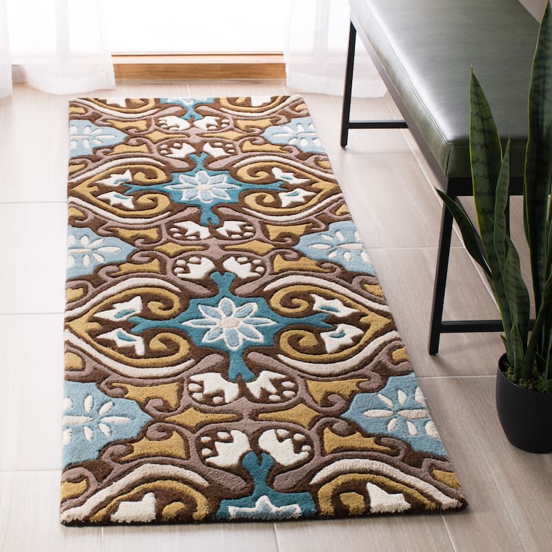 SAFAVIEH Handmade Wyndham Sigfrid Modern Wool Rug - 2'3" x 9' Runner - Blue/Multi