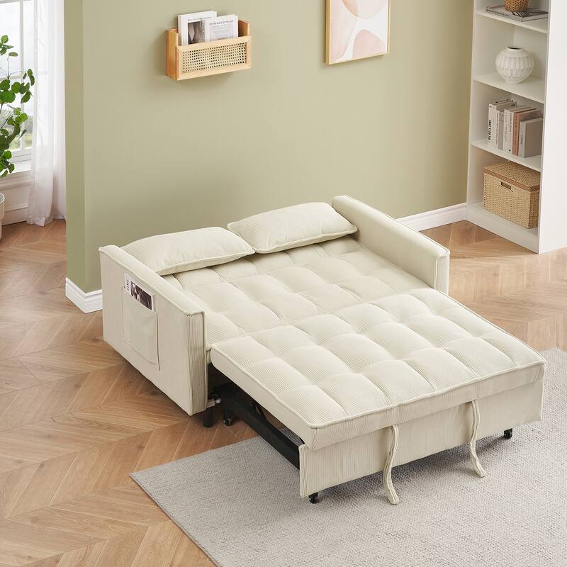 55" 3-in-1 Double Pull-Out Sofa Bed for Living Room